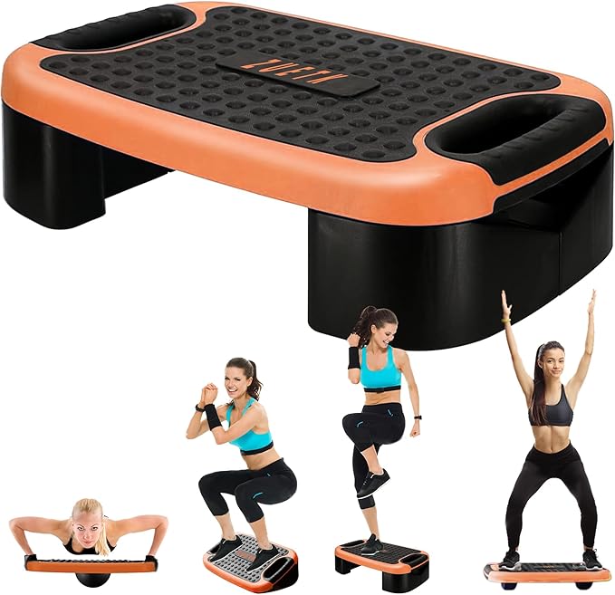 4-In-1 Aerobic Balance Board and Step Up Exercise Platform - Adjustable Multifunctional Balance Board Slant Board, Steppers for Exercise - Home Workout Non Slip Stepper Platform