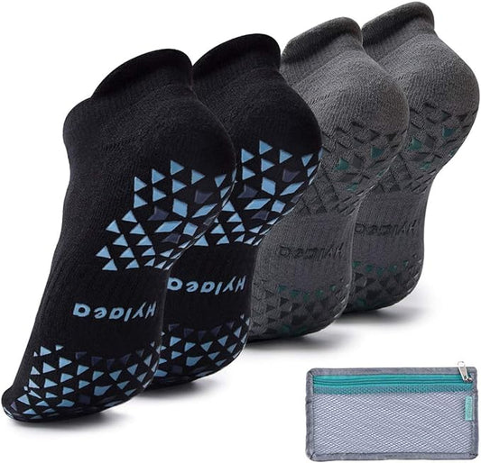 Hylaea Unisex Non Slip Socks with Grip for Yoga, Hospital, Pilates, Barre | Ankle, Cushioned