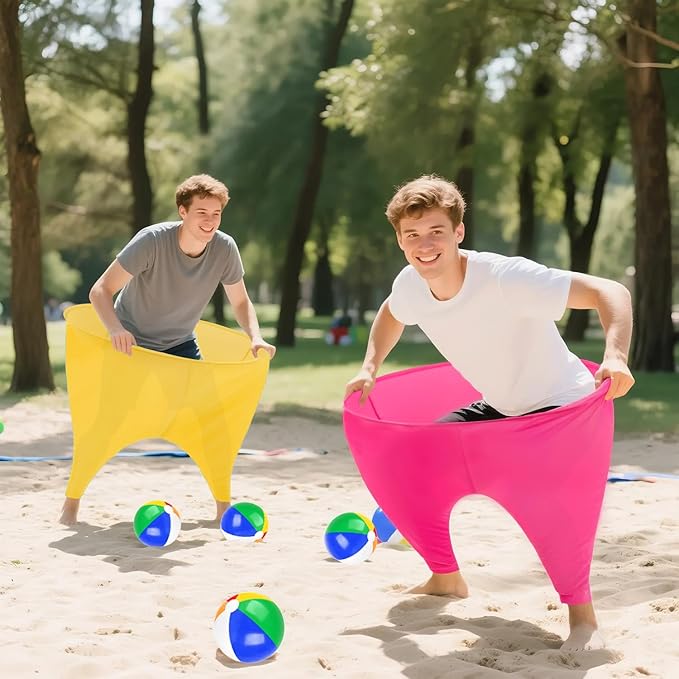 Granny Pants Yard Game Freaky Party Games Pants with Bouncy Balls and Air Pump Oversized Granny Pants Outdoor Game for Adults and Family Interactive Throwing Game for Group Gatherings