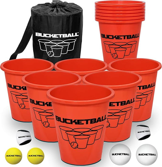 BucketBall | Team Color Edition | Combo Pack (Orange/Orange): Original Yard Pong Game: Best Camping, Beach, Lawn, Outdoor, Family, Adult, Tailgate, Jumbo, Giant Game