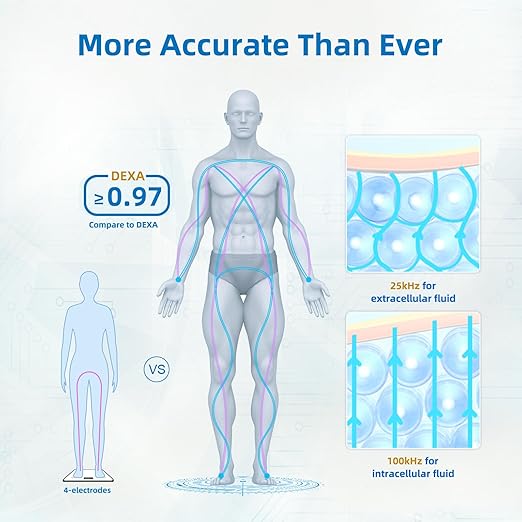 Lepulse 8-Electrode Smart Body Composition Scale, Dual-Frequency BMI & Body Fat Analyzer with Color Display, Fitdays App Sync, Type-C Charging(White)