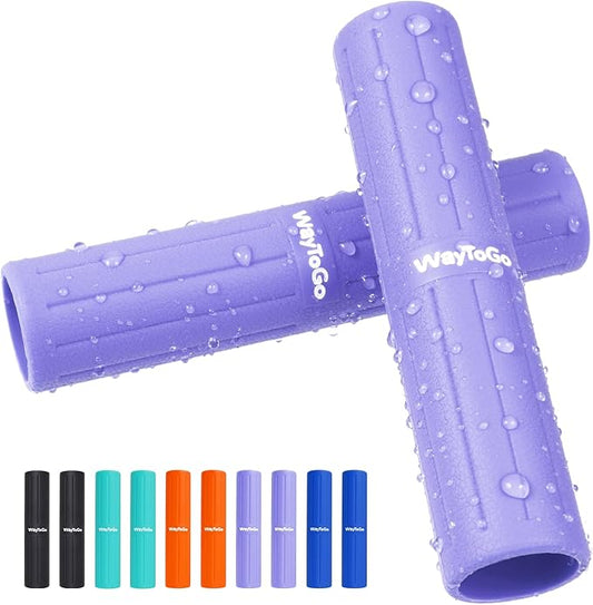 WayToGo Kayak Paddle Grips, Non-Slip Paddle Grips for Kayaking, Soft Silicone Wraps Blister Prevention Kayak Paddle Board Accessories for Take-Apart Paddles, 2 Pack