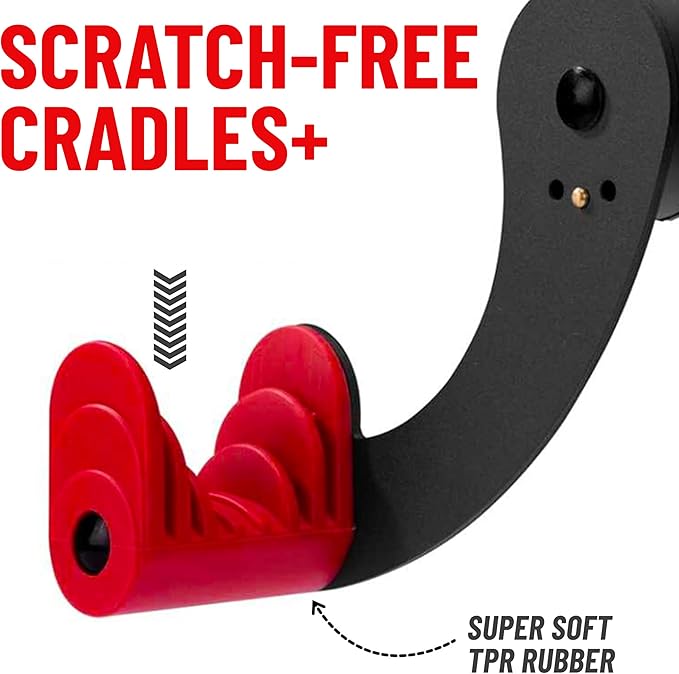 Pro-Bike Tool Bike Wall Mount - Adjustable Hanging Arms Horizontal Bike Rack - for Almost Every Bike - Bike Wall Hanger with Durable Metal Construction - Black/Red - Set of 2