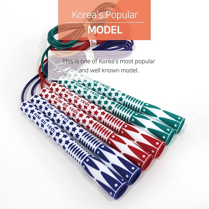 Skipping Jump Rope for Fitness Workout - Light Weight, Adjustable, Tangle Free, Excellent line control for Cardio Boxing, CrossFit, Training Exercise All Ages and Gender ( Special Luxury, KA-220, Made in Korea)