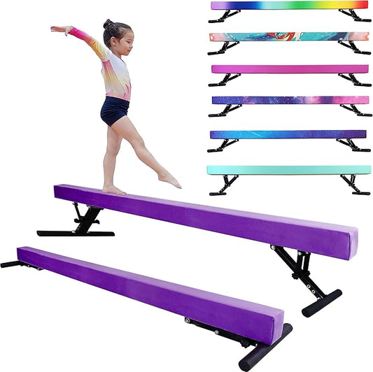 Adjustable Balance Beam Gymnastics Beam 8 FT Adjustable Height Beams for Kids, High and Low Floor Beams,Gymnastics Equipment for Kids Adults Training at Home and Gym Center