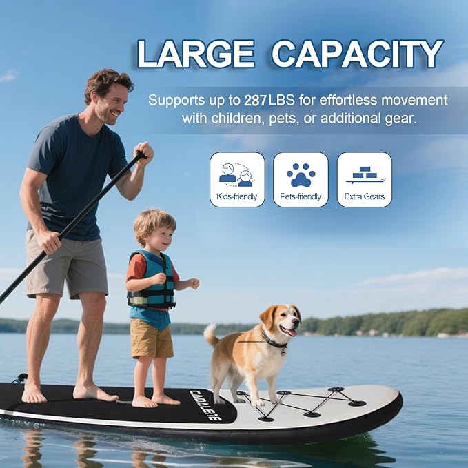 Inflatable Stand Up Paddle Board with Premium SUP Accessories,10' Non-Slip Deck Blow Up Paddle Board with Paddle, Pump, Backpack,Leash – All Around Stable for All Skill Levels