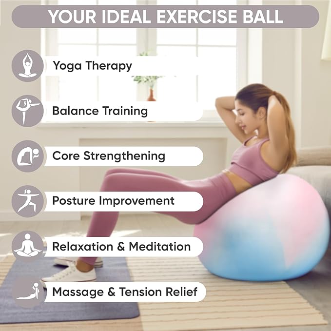 APEXUP Yoga & Pilates Ball - Anti Slip Heavy Duty Gym Ball for Fitness, Balance & Core Workout