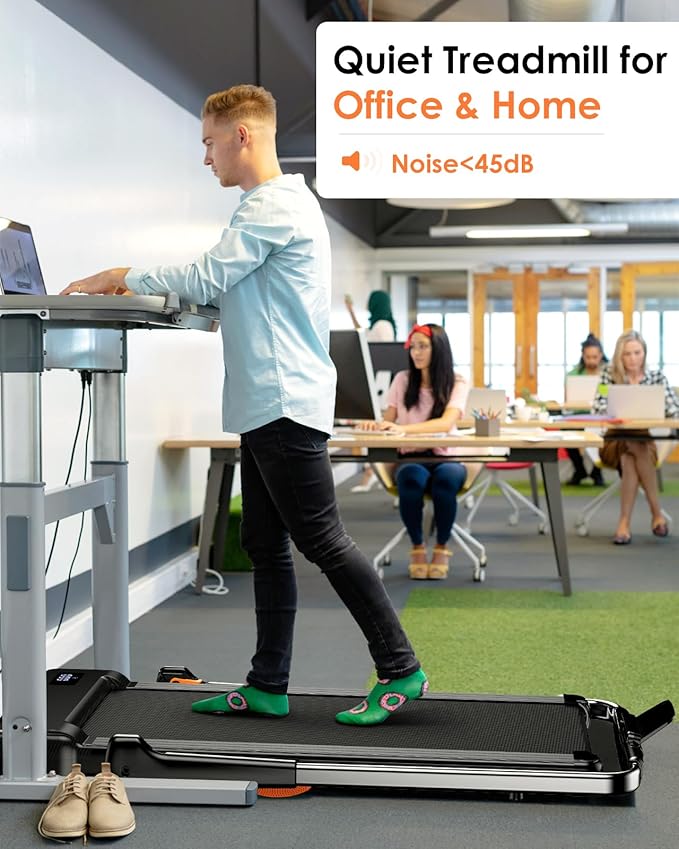 Incline Walking Pad with Handle Bar, Folding Treadmill Foldable Portable Under Desk for Home Office, Ultra Quiet <45dB, Safety Lock, 300+ LB Capacity
