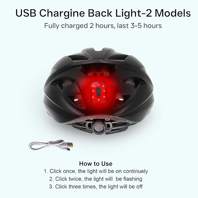 Bike Helmet Adult Urban:Bicycle Helmet for Men Women with USB Charge Detachable Taillight Helmets for Commuter Cycling Scooters