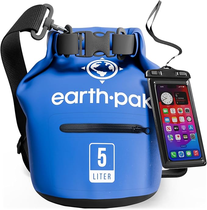 Earth Pak Waterproof Dry Bag with Zippered Pocket - Waterproof Dry Bag Backpack Keeps Gear Dry