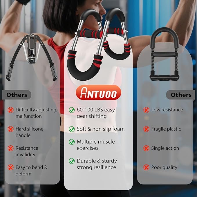 Twister Arm Trainer, Adjustable 3 Resistance Levels 60-100 lbs, Chest Workout Equipment, Arm Trainer, Twister Arm Trainer for Men & Women