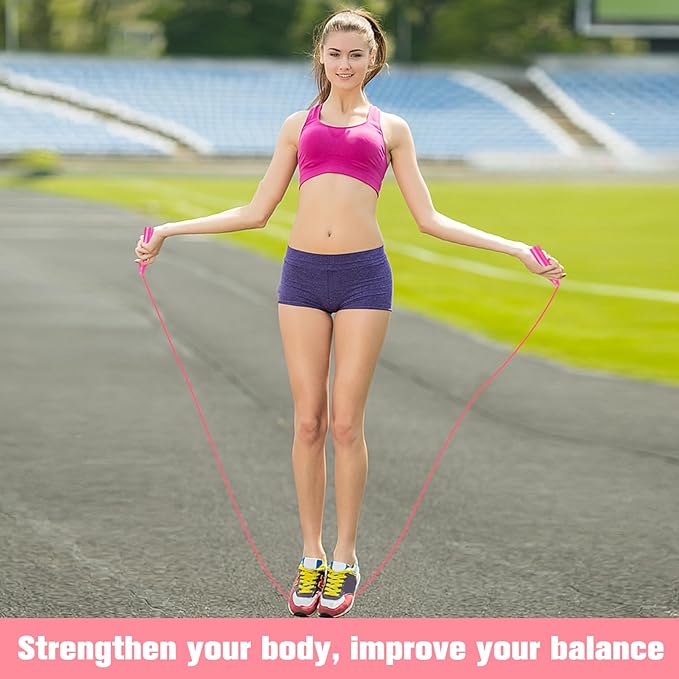 30 PCS Pink Jump Ropes Bulk, Adjustable Plastic Skipping Rope, 7.3 Feet Jump Ropes for Kids, PVC Jumping Rope for Party Favor Birthday Gifts, Indoor Outdoor Activity