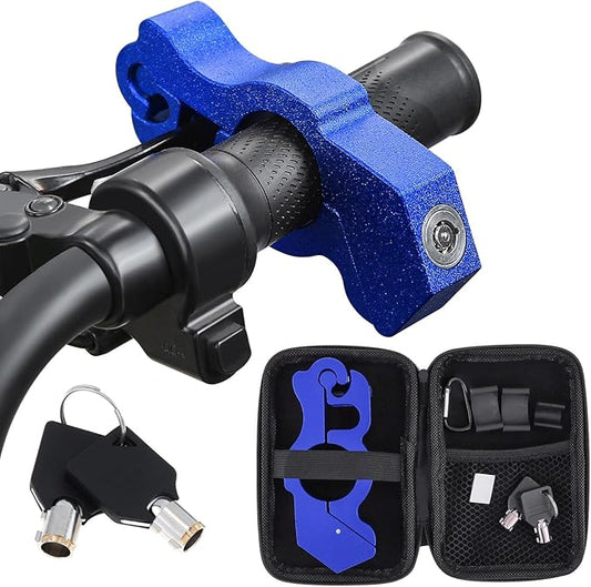 Windance Motorcycle Handlebar Lock Anti Theft Heavy Duty Brake Lever Parking Security Lock for Mopeds Motorbike Bike ATV (Blue)