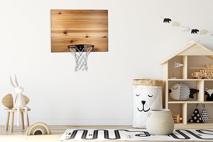 Elite Mini Basketball Hoop & Ball Set, Wall Mount, Indoor Made in The USA Cedar Backboard. Includes 9” Hoop, Net, Pump & 5 Mini Basketballs.