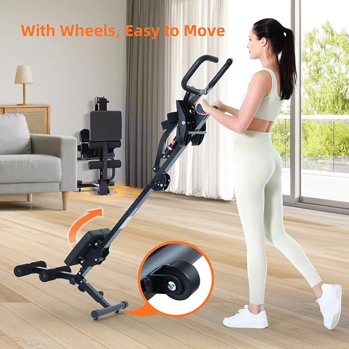 Sportneer Rower Machine for Home Foldable Hydraulic Rowing Machine with 12-Level Resistance - Multi Functional Row Machine Equipped with Caster and Backrest, 297lbs Maximum Load Rower Machines