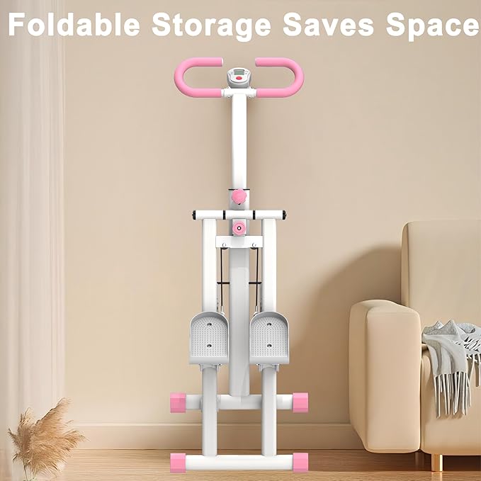 Stair Stepper for Home,Vertical Climber Machine Pro Series,Full-Body Cardio Workout Equipment with Adjustable Handlebar & Stable Frame - Home Gym Stair Stepper for Low-Impact Exercise (Pink)