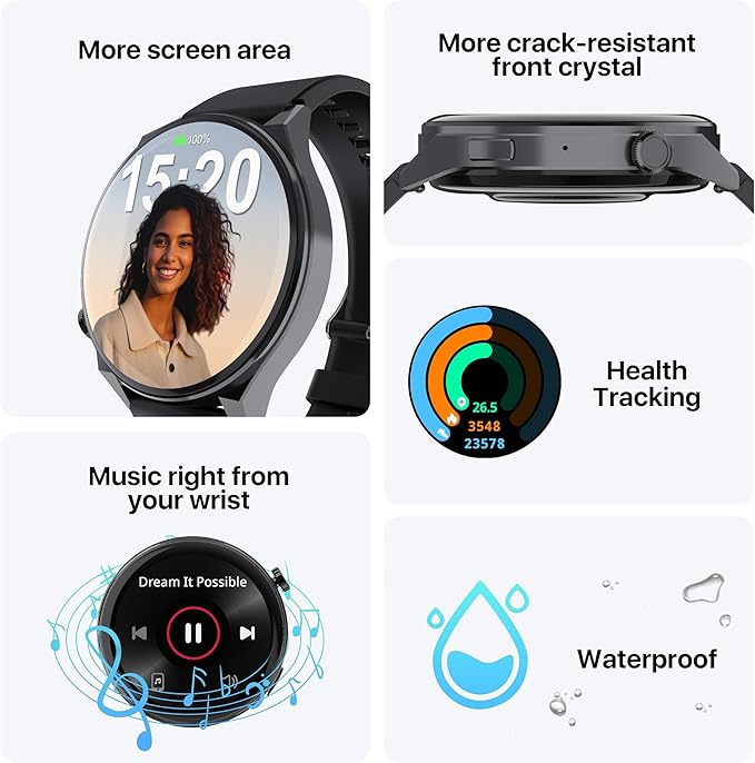 AI ChatGPT Translator Watch, Fitness Tracking, Heart Rate & Sleep Monitor, OLED Display, Titanium Alloy Waterproof, Multi-Sport Modes, Black