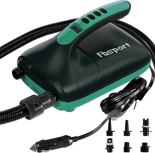 FBSPORT 20PSI High Pressure SUP Vehicle Electric Air Pump, Inflation Paddle Board Pump for Stand Up Paddle Boards, Inflation & Deflation Function Quick Air Inflator for Paddleboards