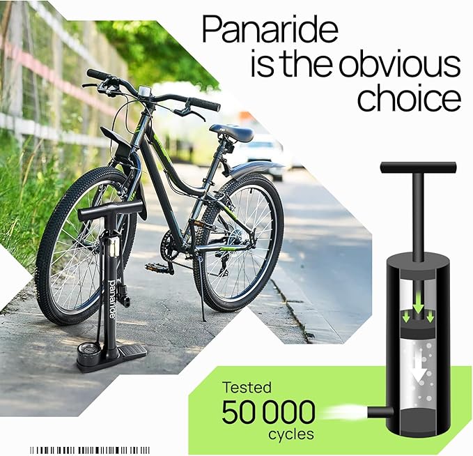 Bike Pump Floor, Advanced Bike Tire Inflator, Bicycle Hand Air Pump with Dual Presta and Schrader Valves, Handheld Pump, Suitable for Road and Mountain Bikes, Baby Stroller, Balls