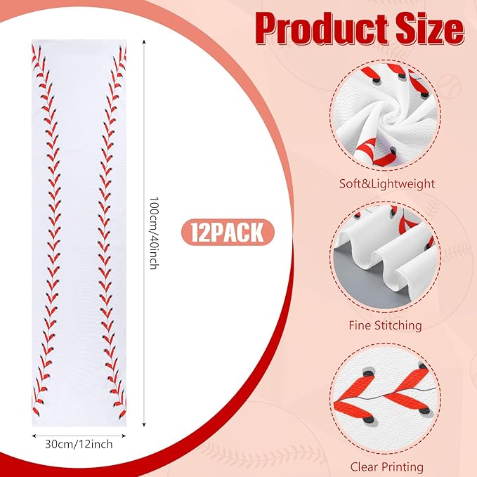 12 Pack Baseball Cooling Towels, Sports Towels with Bags, 40"x12" Breathable Chilly Towel, Microfiber Towel for Baseball Sport Team Gift