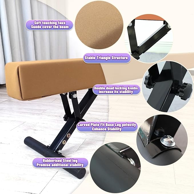 Adjustable Balance Beam Gymnastics Beam 8 FT Adjustable Height Beams for Kids, High and Low Floor Beams,Gymnastics Equipment for Kids Adults Training at Home and Gym Center