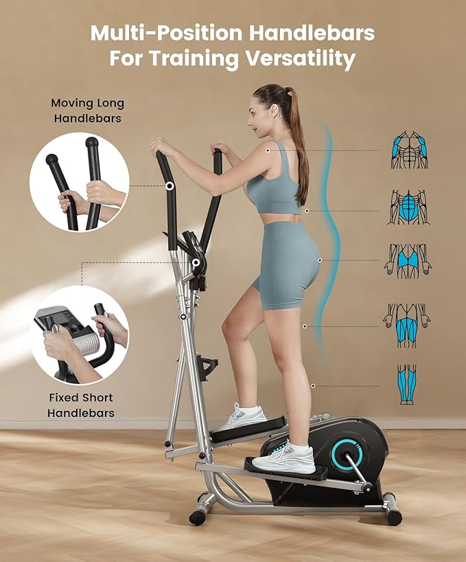 Dripex Elliptical Exercise Machine, Magnetic Elliptical Machine for Home, Hyper-Quiet Elliptical Training Machines w/ 6KG Flywheel, 16 Resistance Levels, Pulse Sensor, LCD Monitor