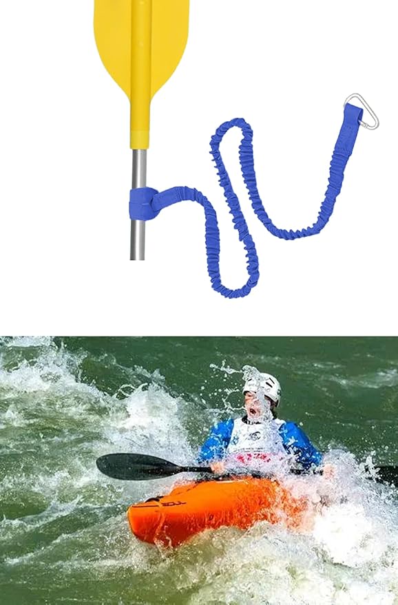 55 Inch(140cm) Stretchable Kayak Paddle Leash, Kayak Rod Leash, Stretchable Coiled Lanyard Leash Kayak Accessories, Paddle Holder Tool Lanyard for Kayak and SUP Paddles