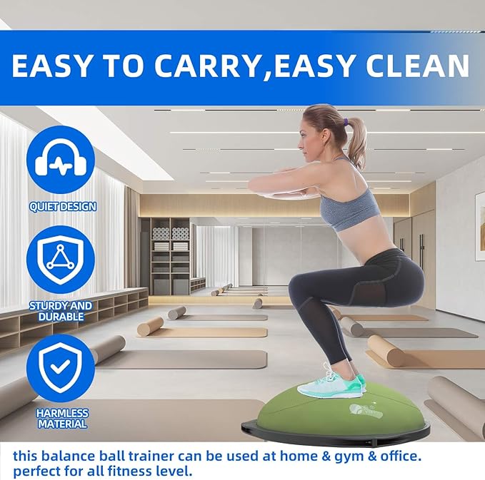 Balance Ball Home Workout Equipment, 27.5/31.5 inch Exercise Ball Balance Trainer, Stability Ball for Exercise, Half Balance Ball Strength Training Equipment for Cardio and Core Training