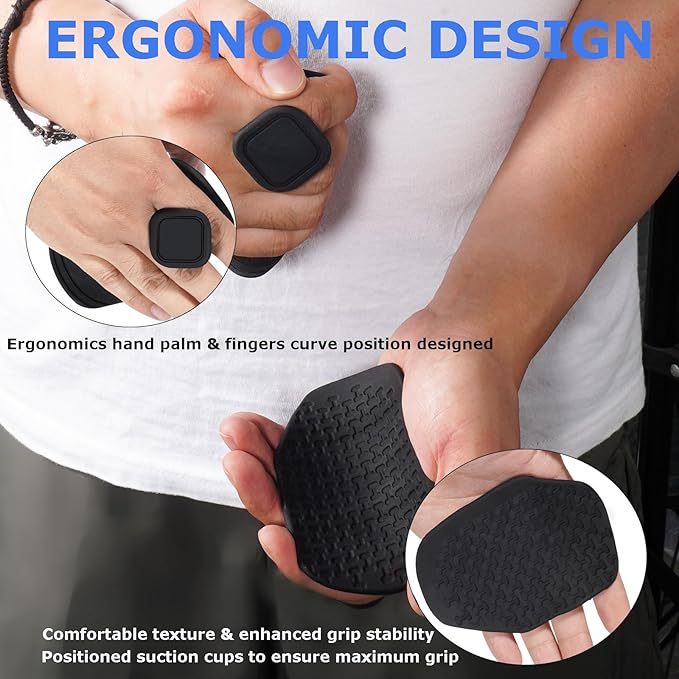 2PCS Anti-Slip Gym Grips Fingerless Workout Gym Gloves, Ergonomic Workout Grip for Men Women Crosstraining Hand Palm Protection, Weight Lifting Grips for Bodybuilding, Deadlifts