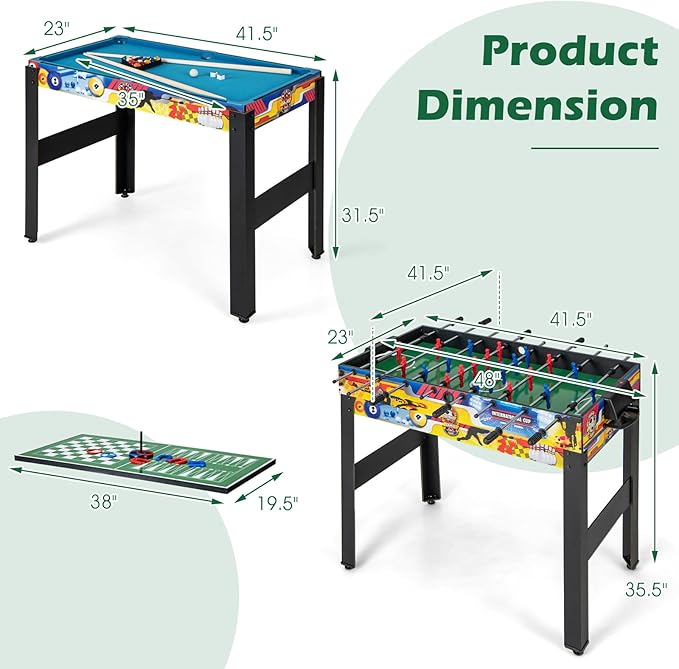 Giantex 12-in-1 Multi Game Table, 48 Inch Combination Game Tables with Foosball, Hockey, Ping Pong, Pool, Chess, Bowling, Checkers, Shuffleboard, Combo Game Table Set for Adults