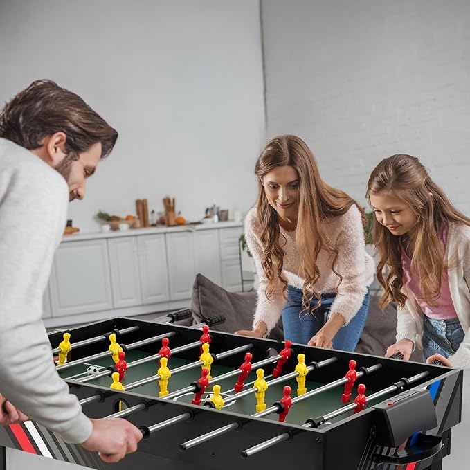 GYMAX 4 in 1 Multi Game Table, 49" Combo Game Table with Foosball Table, Pool Billiards, Air Hockey & Table Tennis for Kids Adults Family Game Room