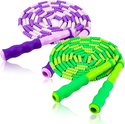 Jump Rope for Kids, Adjustable Jump Ropes for 4 5 6 7 8 10 12, Tangle Free Jumping Rope Age 8-12, Segmented Soft Beaded Skipping Rope for Women Fitness