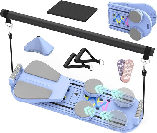 Pilates Board Pilates Reformer Set for Women, 7 in 1 Foldable Pilates Equipment with Timer, Portable Pilates Machine for Home Workout, Fitness, Exercise, Ab, Core
