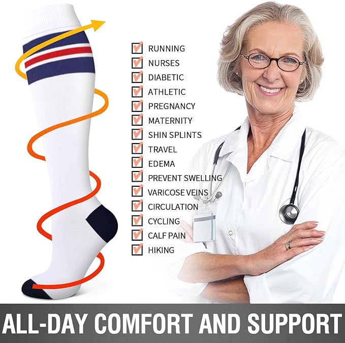 6 Pack Copper Compression Socks for Women and Men Circulation-Best Support for Medical, Running,Nursing,Athletic