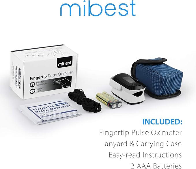mibest OLED Finger Pulse Oximeter, O2 Meter, Dual Color White/Black