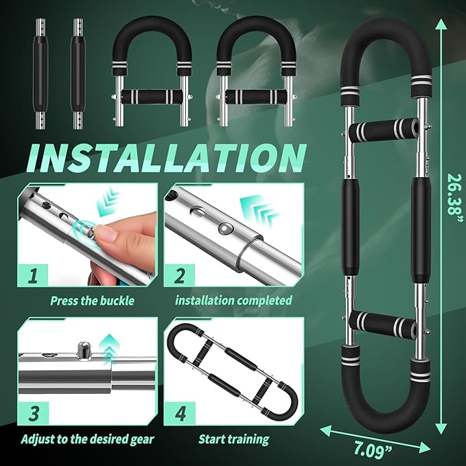 Twister Arm Trainer,40-100lb Adjustable Chest Workout Device,Portable Power Twister Bar,Twist Arm Trainer,Forearm Strengthener Exerciser Spring Resistance for Home Fitness