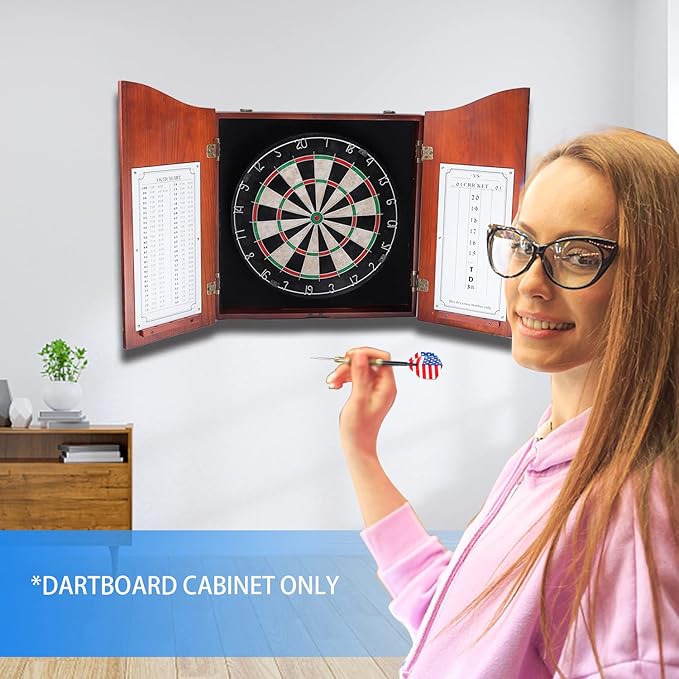 GSE Games & Sports Expert Professional Solid Wood Classic Official Size Dartboard Cabinet with Dart Scoreboard for Game Room. Dartboard & Darts Not Included