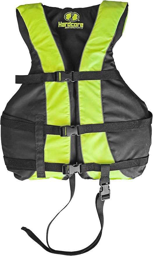 Hardcore Life Jacket Paddle Vest; Coast Guard Approved Type III PFD Life Vest Flotation Device; Jet ski, Wakeboard, Kayak; Ideal Extra Life Jacket for Your Pontoon Boat w/Leg Strap