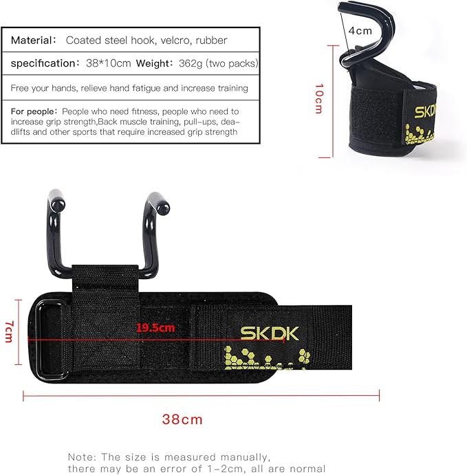 SKDK Cotton Hard Pull Wrist Lifting Straps Grips Band-Deadlift Straps with Neoprene Cushioned Wrist Padded and Anti-Skid Silicone - for Weightlifting, Bodybuilding, Xfit, Strength Training