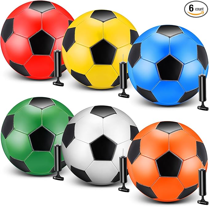 6 Pcs Operation Christmas Soccer Ball Bulk with Pump Needles, Official Deflated Soccer Ball Gift for Youth Adult Game Training Practice Christian Charity Donation Supplies
