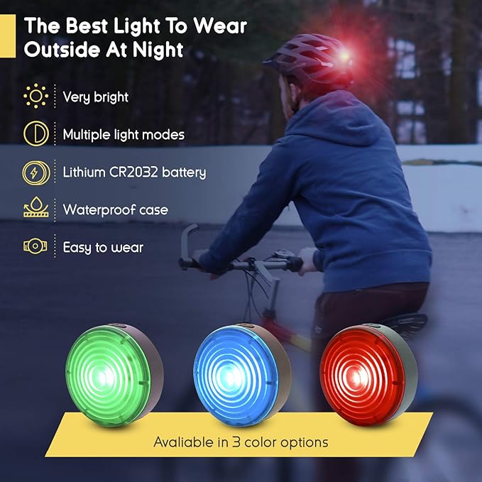 Everbeam E100 LED Safety Lights for Walking at Night - Waterproof Bike Light Excellent for Runners, Cycling, Dog Walking, Kayaking-Bright Clip On LED Light, Many Straps for Wearing - 2 Pack, Red