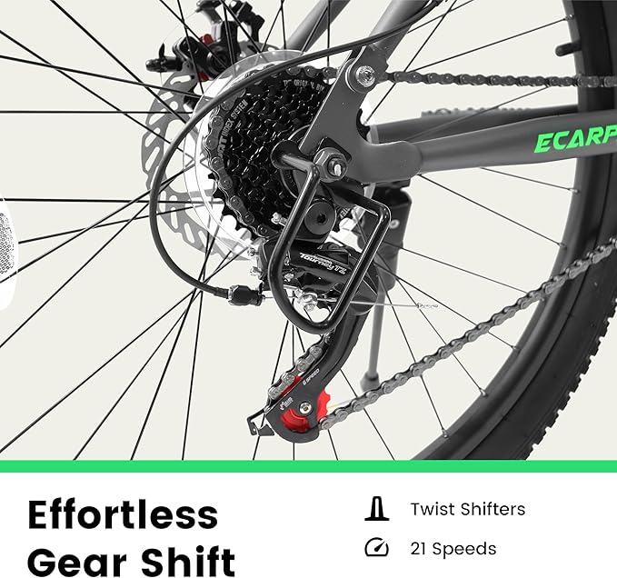 Ecarpat 24/26/27.5 Inch Mountain Bike, Dual/Front Suspension Mens Mountain Bike with 21 Speeds High-Carbon Steel Frame and Disc/V Brakes, Adult Sport Bicycle for Trail Snow Commuter City Road