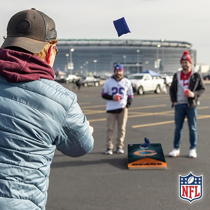 Wild Sports NFL Football 2' x 4' Regulation Size Solid Wood Cornhole Set with Direct Print HD Team Graphics Great Gift for Any Football Fan! Bean Bag Toss Family Outdoor Game