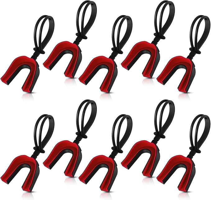 Dunzy 10 Pcs Strapped Mouth Guard Sports Mouthguard with Strap No Boiling Mouthguard Adult Youth Football Mouthpiece Mouth Protector for Boxing Basketball Lacrosse