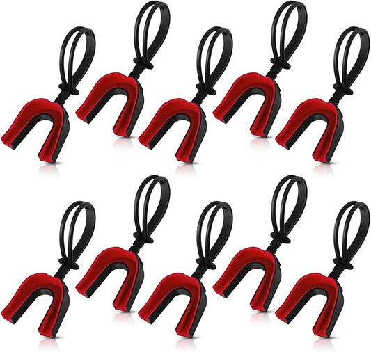 Dunzy 10 Pcs Strapped Mouth Guard Sports Mouthguard with Strap No Boiling Mouthguard Adult Youth Football Mouthpiece Mouth Protector for Boxing Basketball Lacrosse
