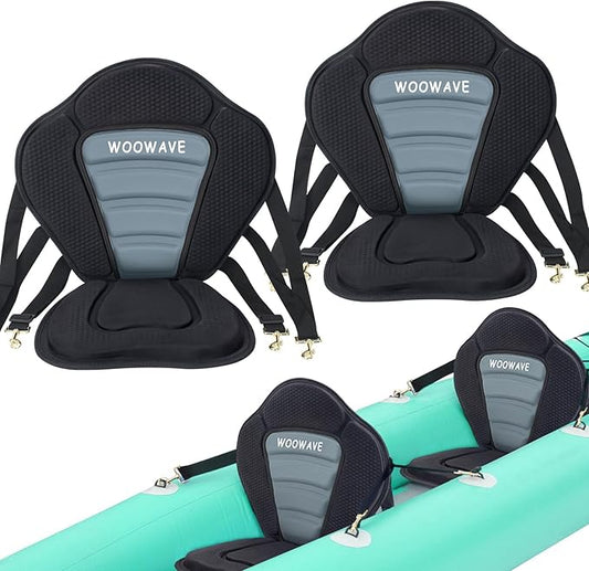 WOOWAVE Kayak Seat Padded Deluxe Paddleboard Seat Adjustable Boat Seat Cushioned Fishing Seat High Back Comfortable Backrest Support for Universal Sit