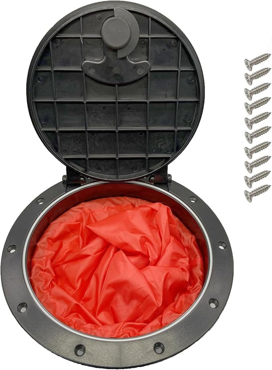 Round/Square Hatch Cover Deck Panel, ABS Sealed Hatch Cover kit with red Waterproof Bag, Suitable for Kayaking
