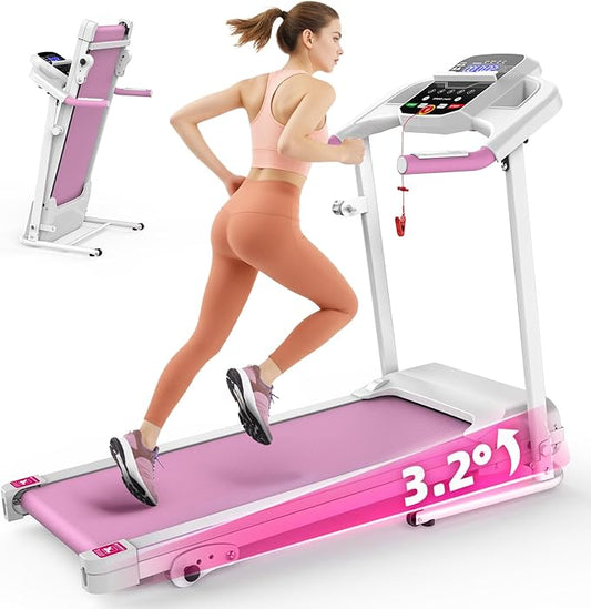 FYC Compact Folding Treadmill for Home - 2.5HP Quiet Brushless Motor, 3-Level Incline, 7.5 MPH, Shock Absorption, Space-Saving Design for Running, Walking - Treadmill for Small Spaces & Home Use
