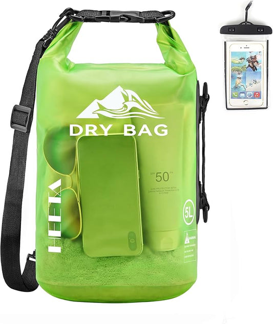 HEETA Dry Bag Waterproof for Women Men, 5L/10L/20L/30L/40L Roll Top Lightweight Dry Storage Bag Backpack with Phone Case for Travel Swimming Boating Kayaking Paddle Board Camping Beach Accessories