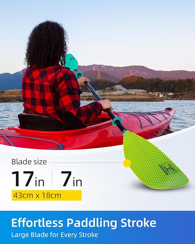 OCEANBROAD Kayak Paddle 86in/218cm, 90.5in/230cm Alloy Shaft 2-Piece Floatable Kayak Oar for Kayaking Canoeing Boating